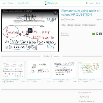 Riemann Sum Using a Table of Values :: Resources :: California ...