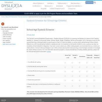 Free Dyslexia Screening Tool: International Dyslexia Association ...