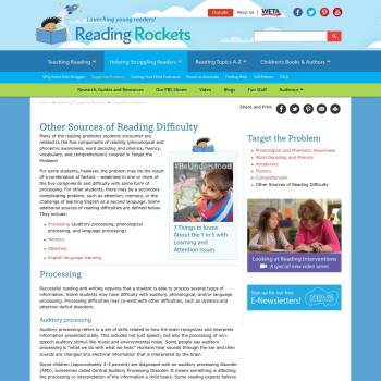 Reading Rockets: Other Sources of Reading Difficulty :: Resources ...