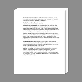 Unit One: Lesson Three: Handout One: Essential Question and Answers ...