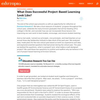 What Does Successful Project-Based Learning Look Like? :: Resources ...
