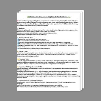 🐍🦎 Reptile Matching and Sorting Activity Teacher Guide 🐢🐊 :: Resources ...