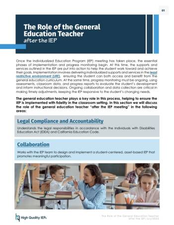 The Role of the General Education Teacher: After the IEP :: Resources ...